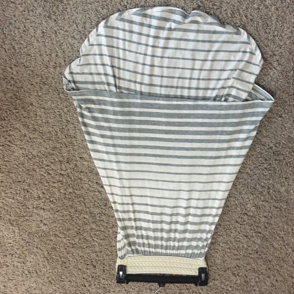 Grey and White Striped btween Long Skirt